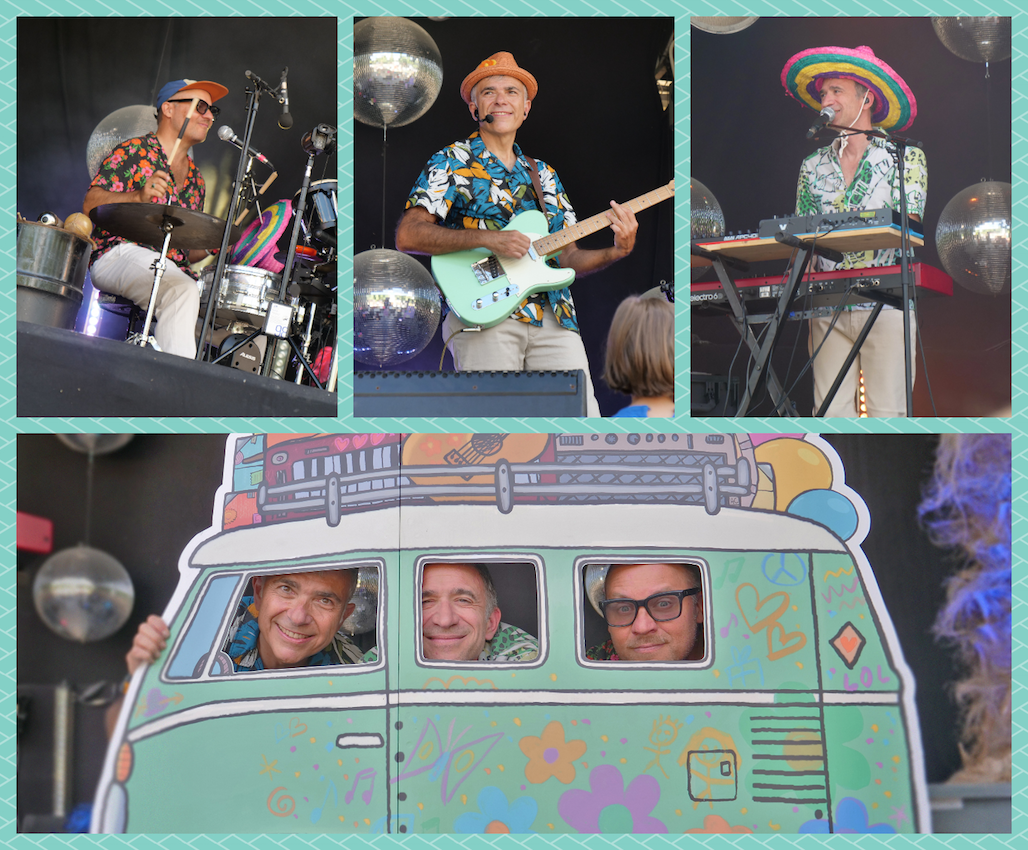 Montage photo des musiciens de Camion Vert sur scène et dans le décor du camion