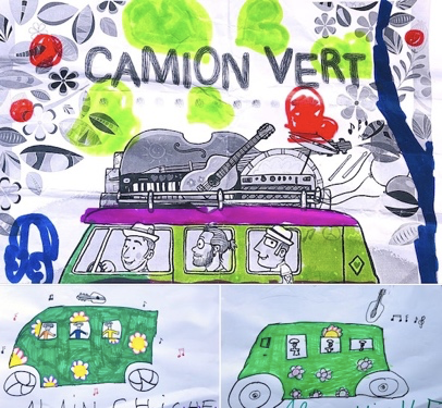Dessins d'enfants représentant le Camion Vert