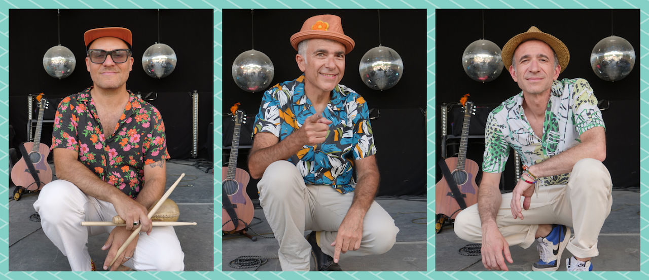 Portraits des trois musiciens du spectacle Camion Vert